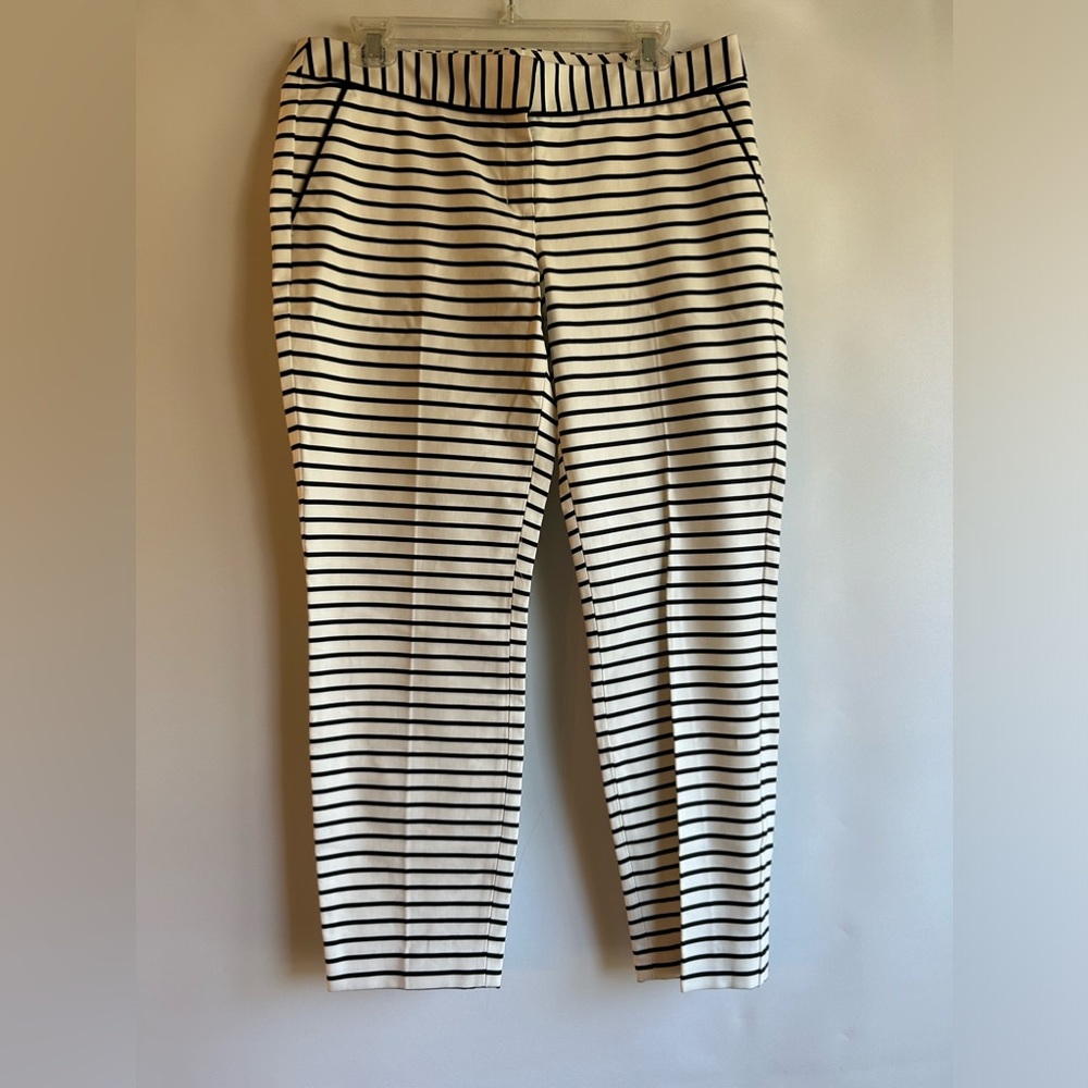 EXPRESS COLUMNIST WOMENS BLACK AND WHITE STRIPED COTTON & SPANDEX PANTS SIZE 10R